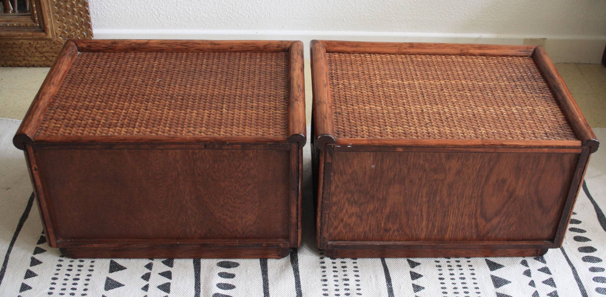 Maugrion rattan bedside tables