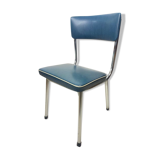 Chaise Gispen pour enfants en vinyle chrome et bleu
