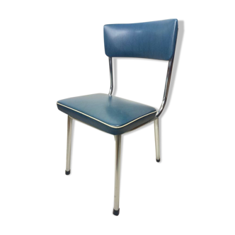 Chaise Gispen pour enfants en vinyle chrome et bleu