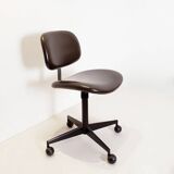 vintage swivel office chair in brown skai by Velca Legnano for Jules Wabbes