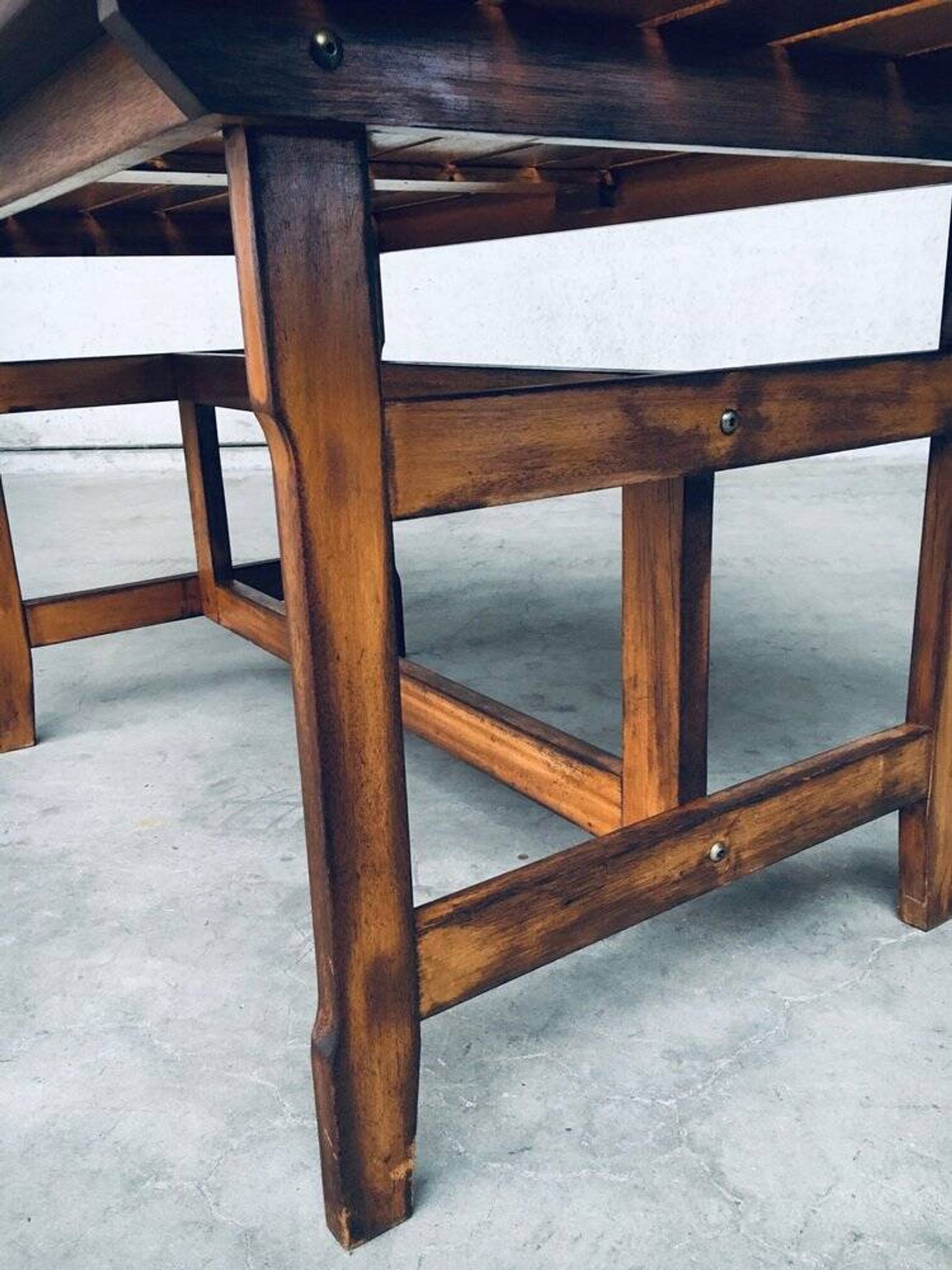 Patinated Wood Garden Table, 1970s
