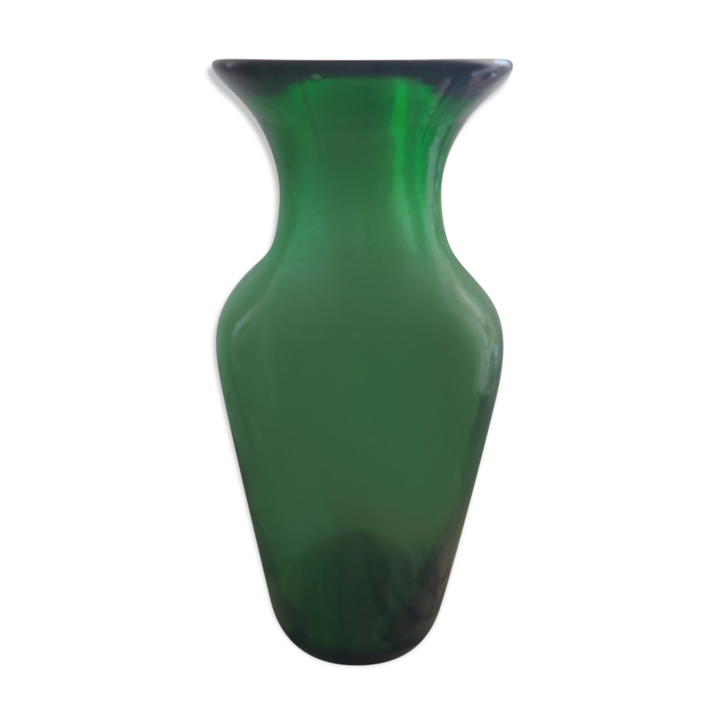 Blown glass vase, bottle green