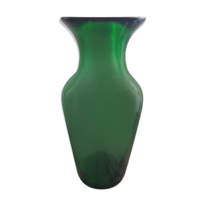 Vase en verre soufflé, vert bouteille