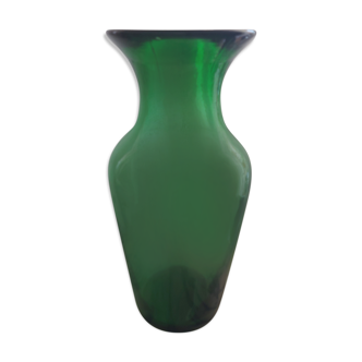 Blown glass vase, bottle green