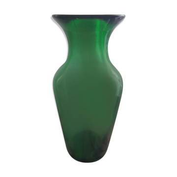 Blown glass vase, bottle green