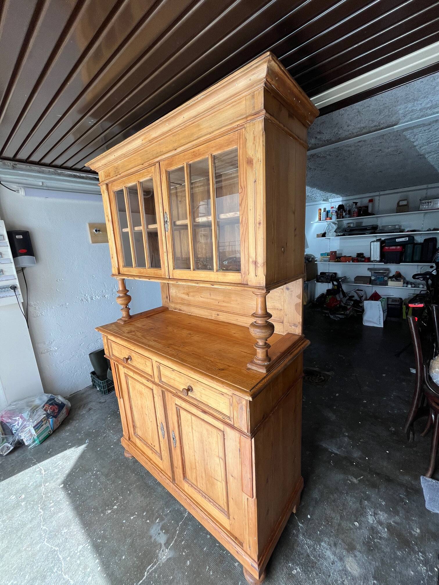Antique 2-part pine sideboard