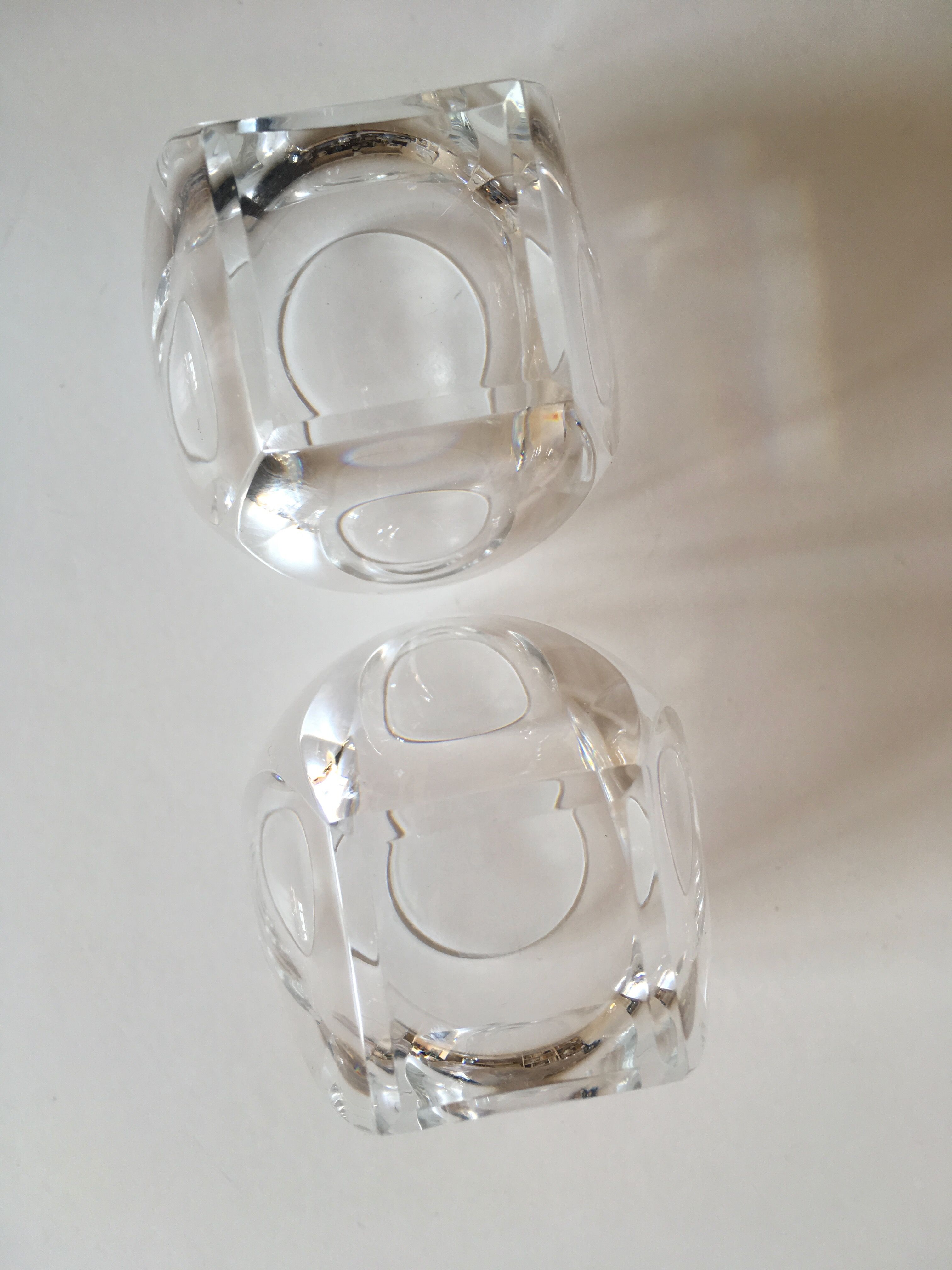 1960 crystal cup glasses ringing with cut-outs