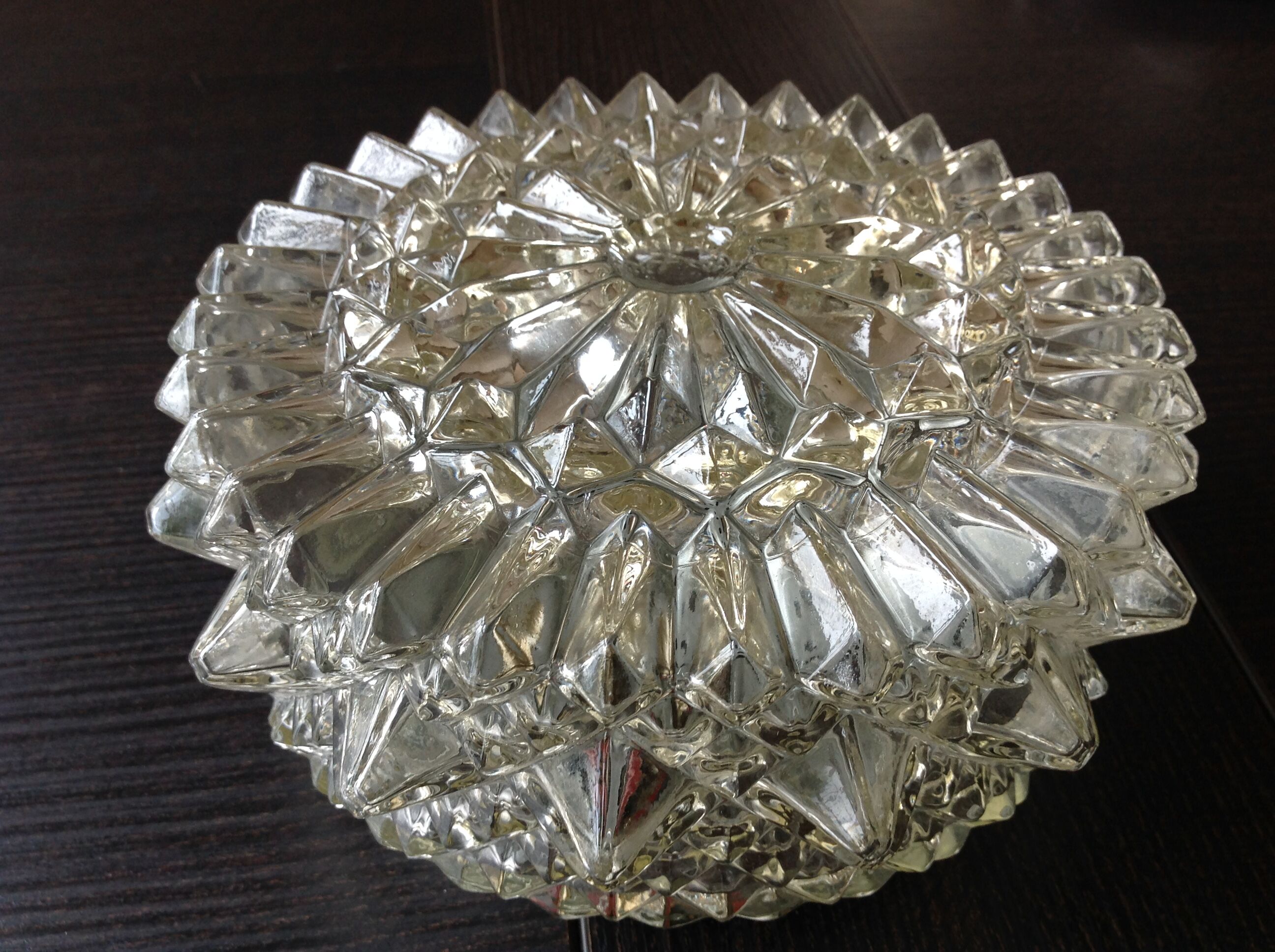 Round ceiling lamp diamond tips vintage 60s-70s