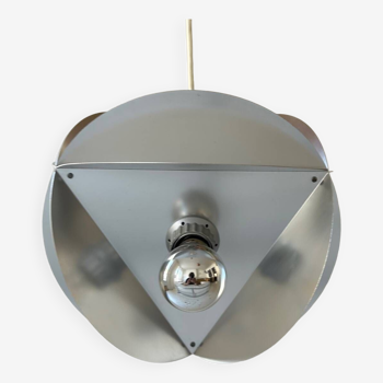 Vintage pendant light, chrome metal, France 1970
