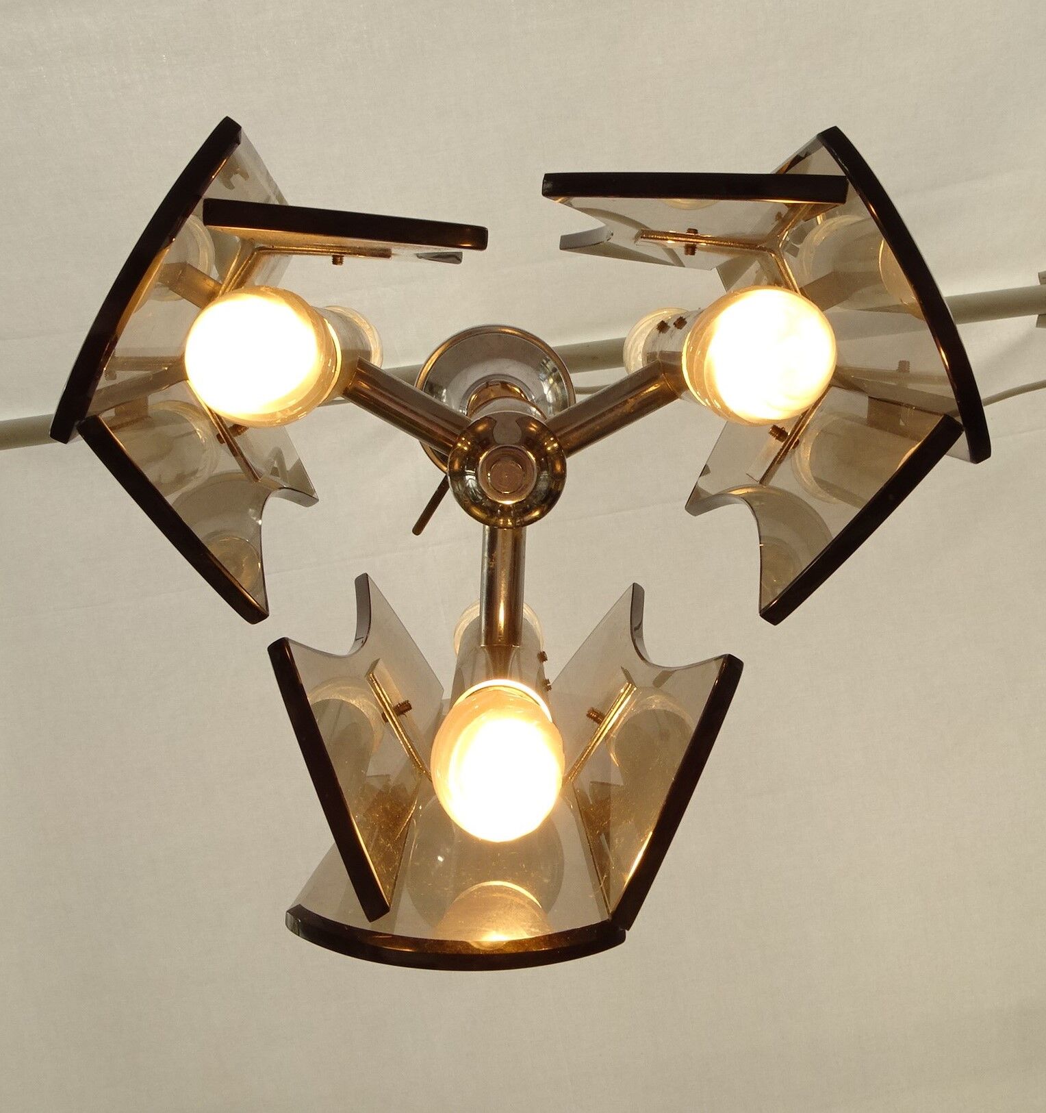 Design chandelier in smoked glass 6 lights