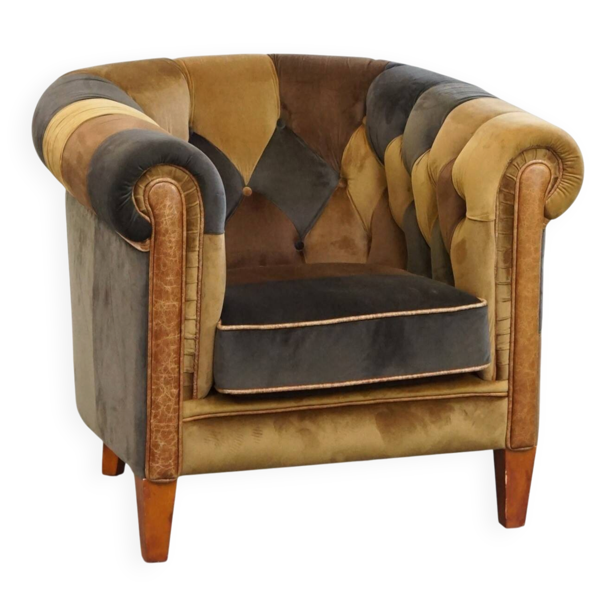 Unique fabric patchwork Chesterfield club armchair in English style