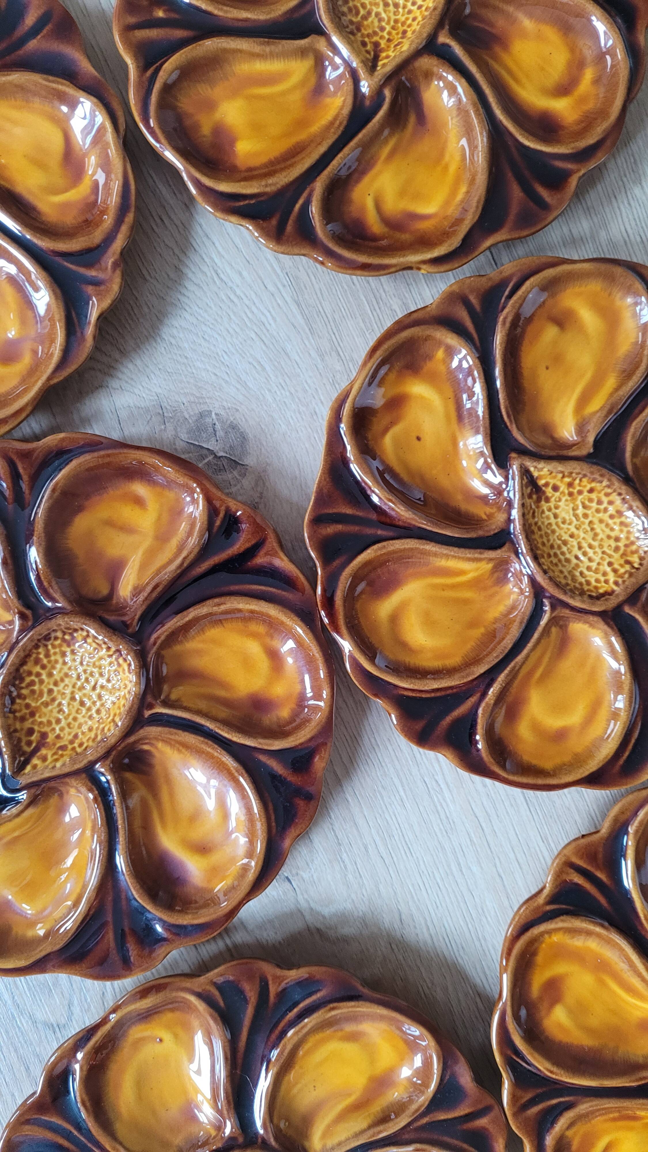 La Redoute x Selency set of 6 brown oyster plates