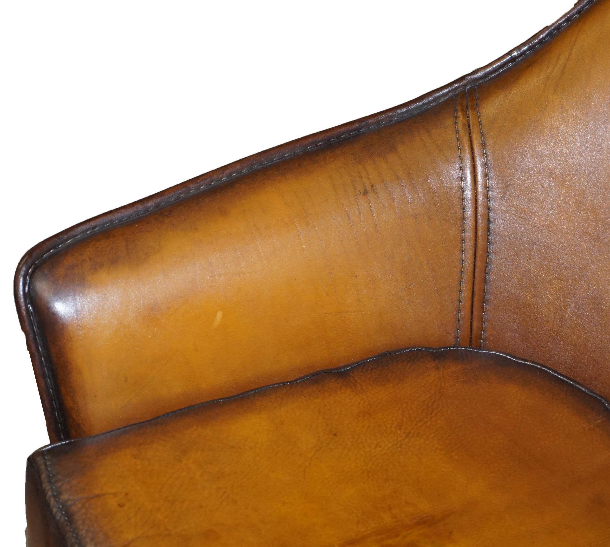 Modern Art leather sofa, restored, two-seater