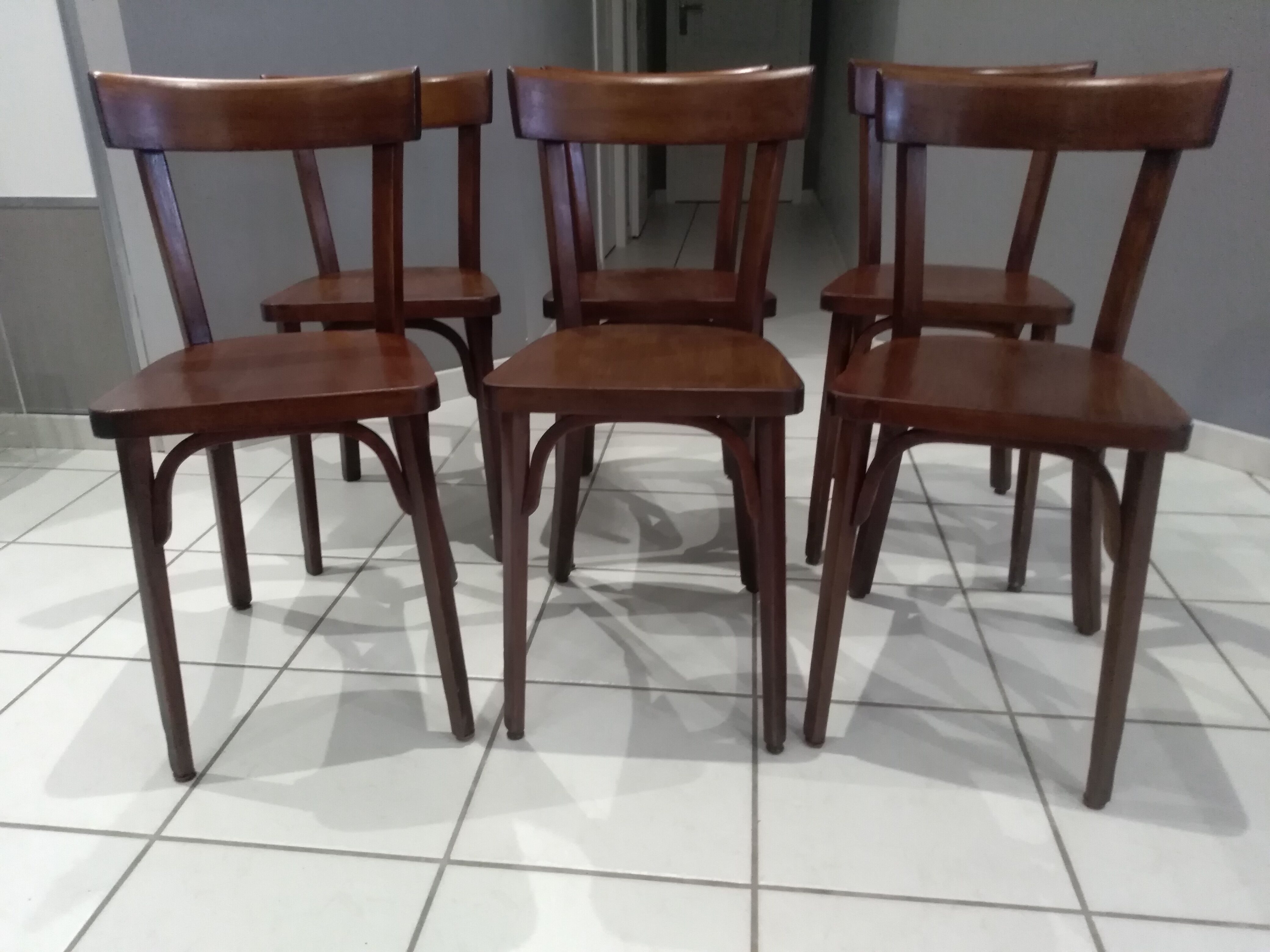 Suite de 6 chaises de bistrot Baumann vintage 1968