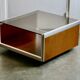 Wood, aluminum and smoked glass coffee table. circa 1970