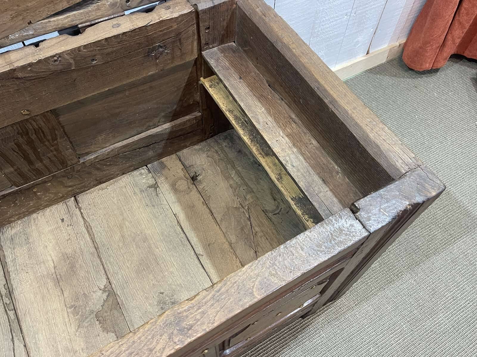 19th century Breton oak storage bench