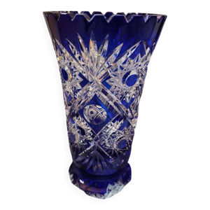 Vase de bohème en cristal - bleu