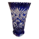 Bohemian vase in cut blue crystal