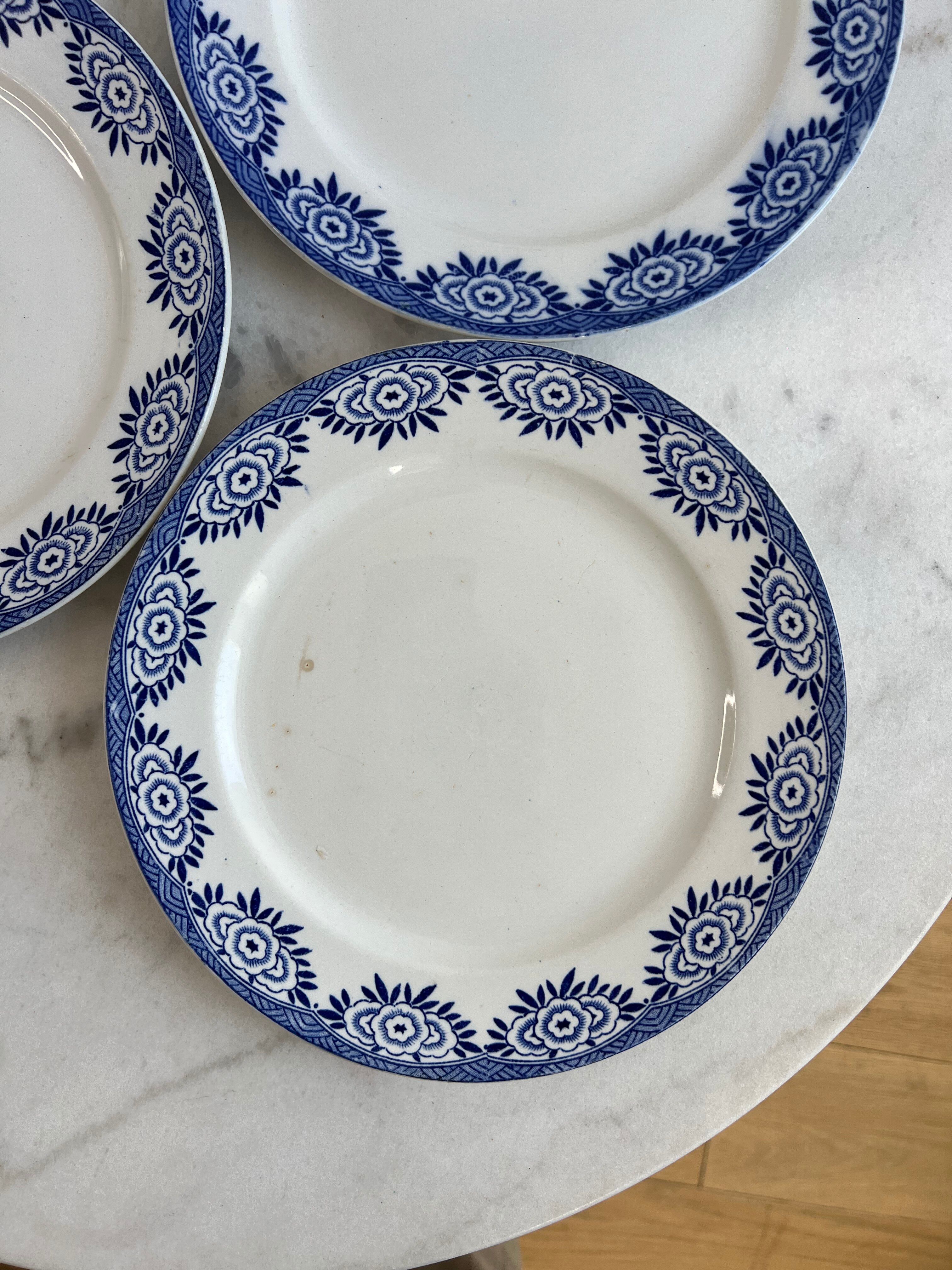 Ironstone set of 3 flat plates Sarreguemines and Digoin