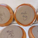 Set of 8 vintage dessert plates in enamelled stoneware signed MALI