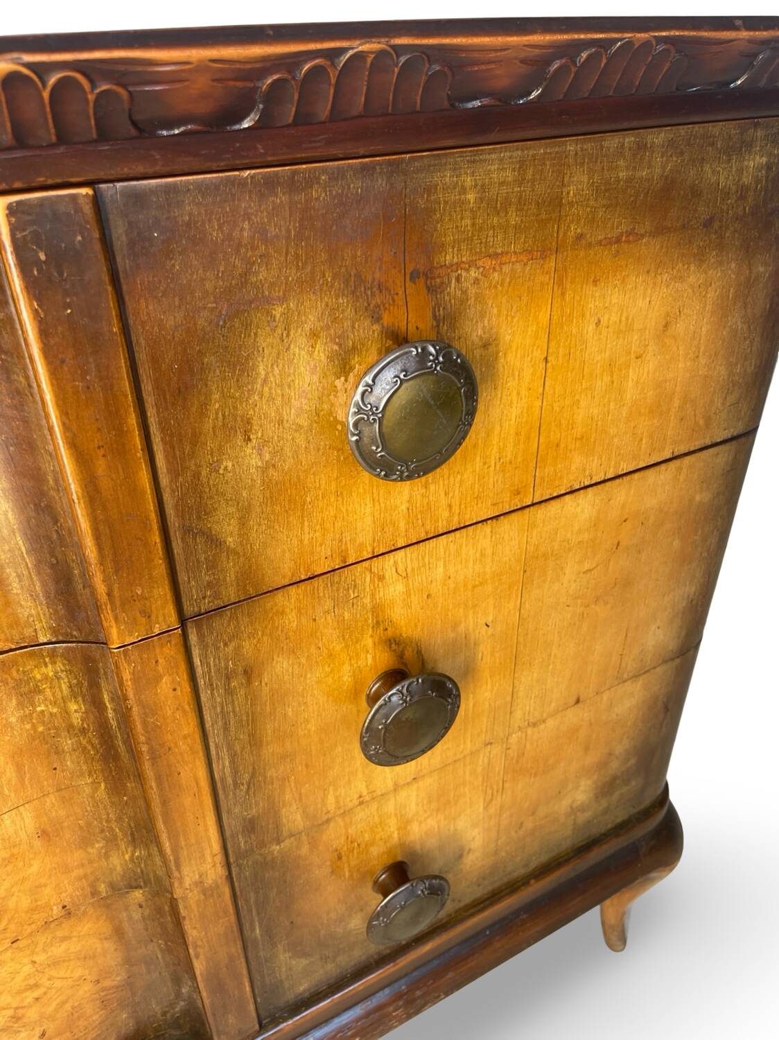 Commode italienne en placage et bois massif de noyer, années 1940-1950