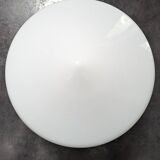 Art Deco globe building Skyscraper ceiling light in white opaline glass, 1920