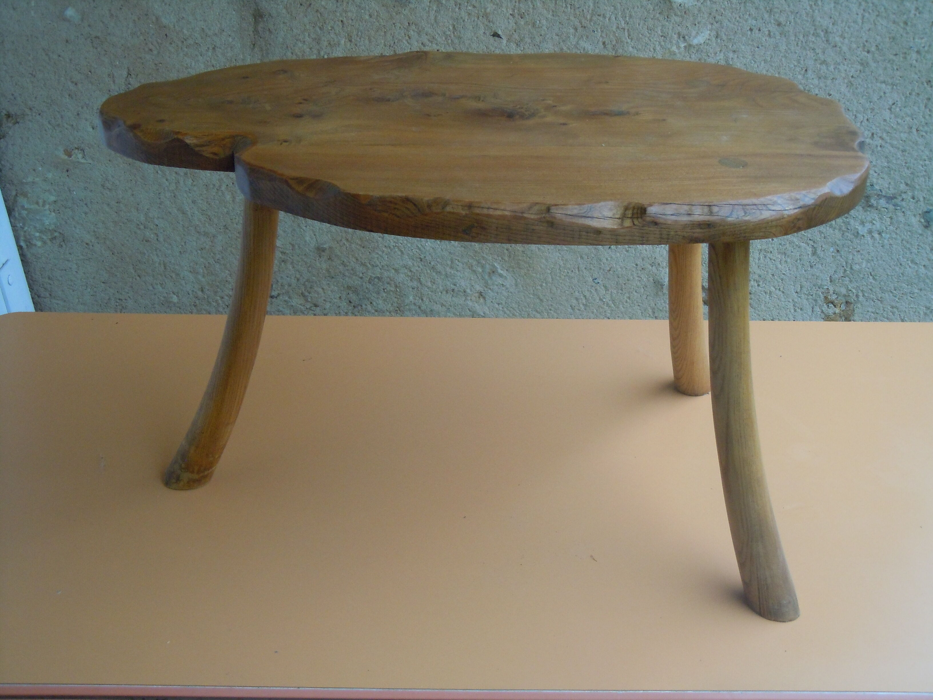 Brutalist coffee table natural wood