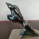 Pair of Gazelles bookends Hippolyte Moreau, signed - Spelter, marble