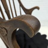 1960s, Danish high-backed armchair, reupholstered, furniture cowhide, oak.