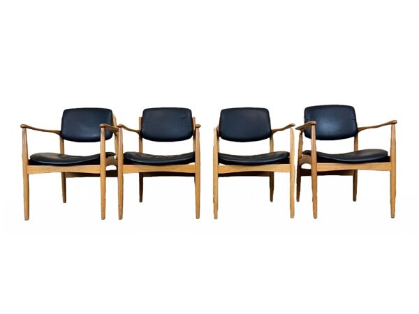 4 60s 70s chaise de salle à manger design danois chêne Danemark