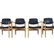4 Danish design dining chairs from the 60s and 70s, oak, Denmark.