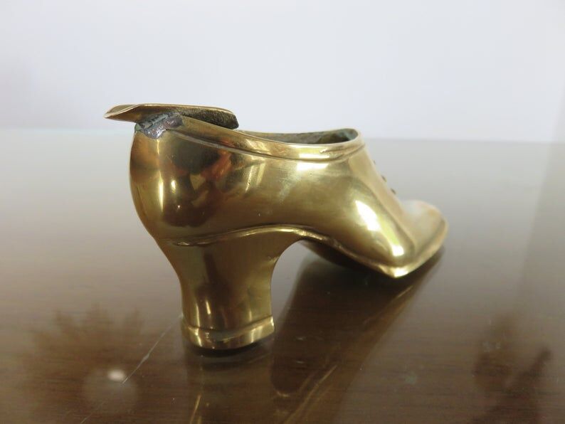 70s brass shoe ashtray