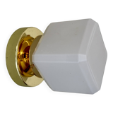 Vintage square globe wall light in white opaline