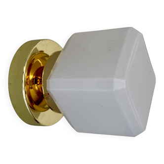 Vintage square globe wall light in white opaline