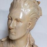 Bust of a woman "the elegant"XIXth in painted plaster signed on its solid wood base