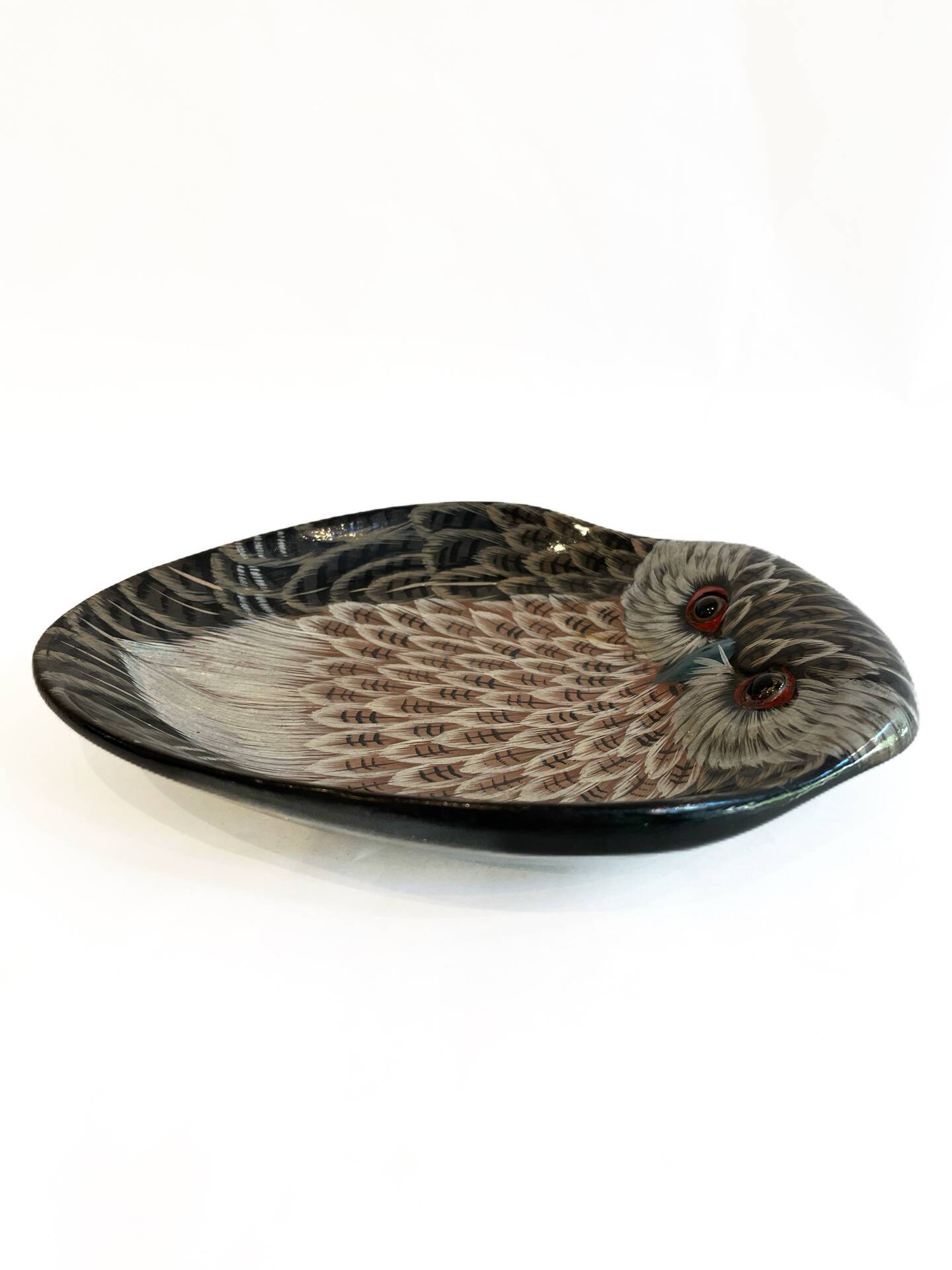 Vide poche hibou vintage peint à la main