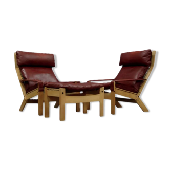 Pair of armchairs and ottoman, 1960
