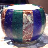 Large decorative pot cover vase Tommaso Barbi, porcelain and brass