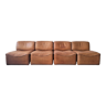 Patinated Ds-15 4-element leather sofa for de Sede, Switzerland, 1970s, Set of 4