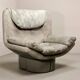 Fauteuil de salon italien en cuir gris, design accrocheur, par Ammanati & Vitello, années 1970