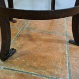 Iron pedestal table and marble top
