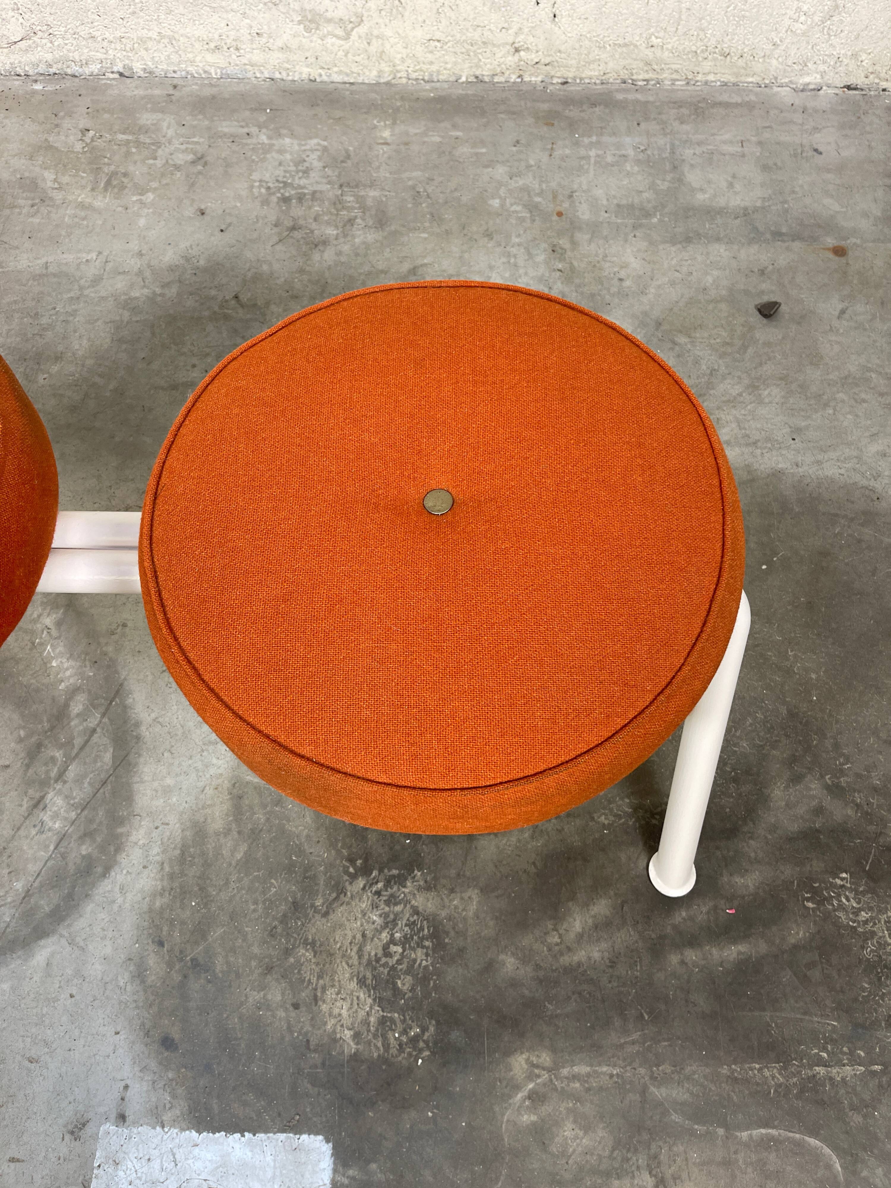 Trio bench seat orange white steel