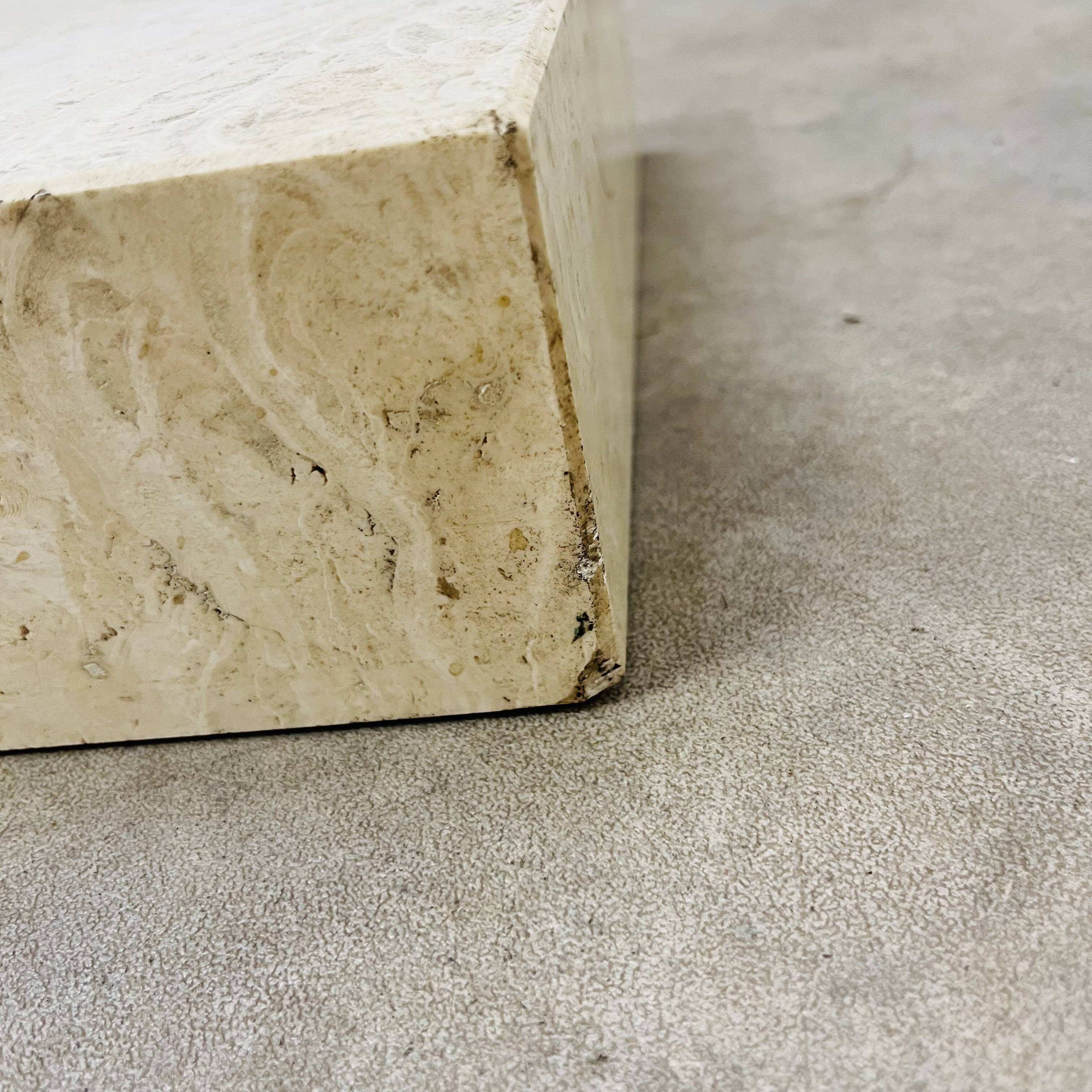 70s design floor lamp, brass and travertine, Hollywood Regency