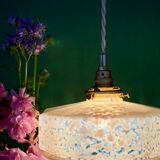 Vintage glass pendant light in yellow from Clichy