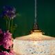 Vintage glass pendant light in yellow from Clichy