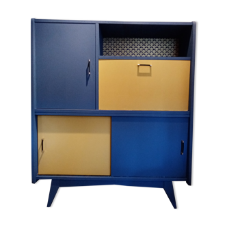 Office secretary 50s blue and yellow
