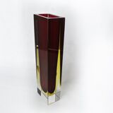 Brown and yellow cubic sommerso vase by seguso, murano, italy, 1970