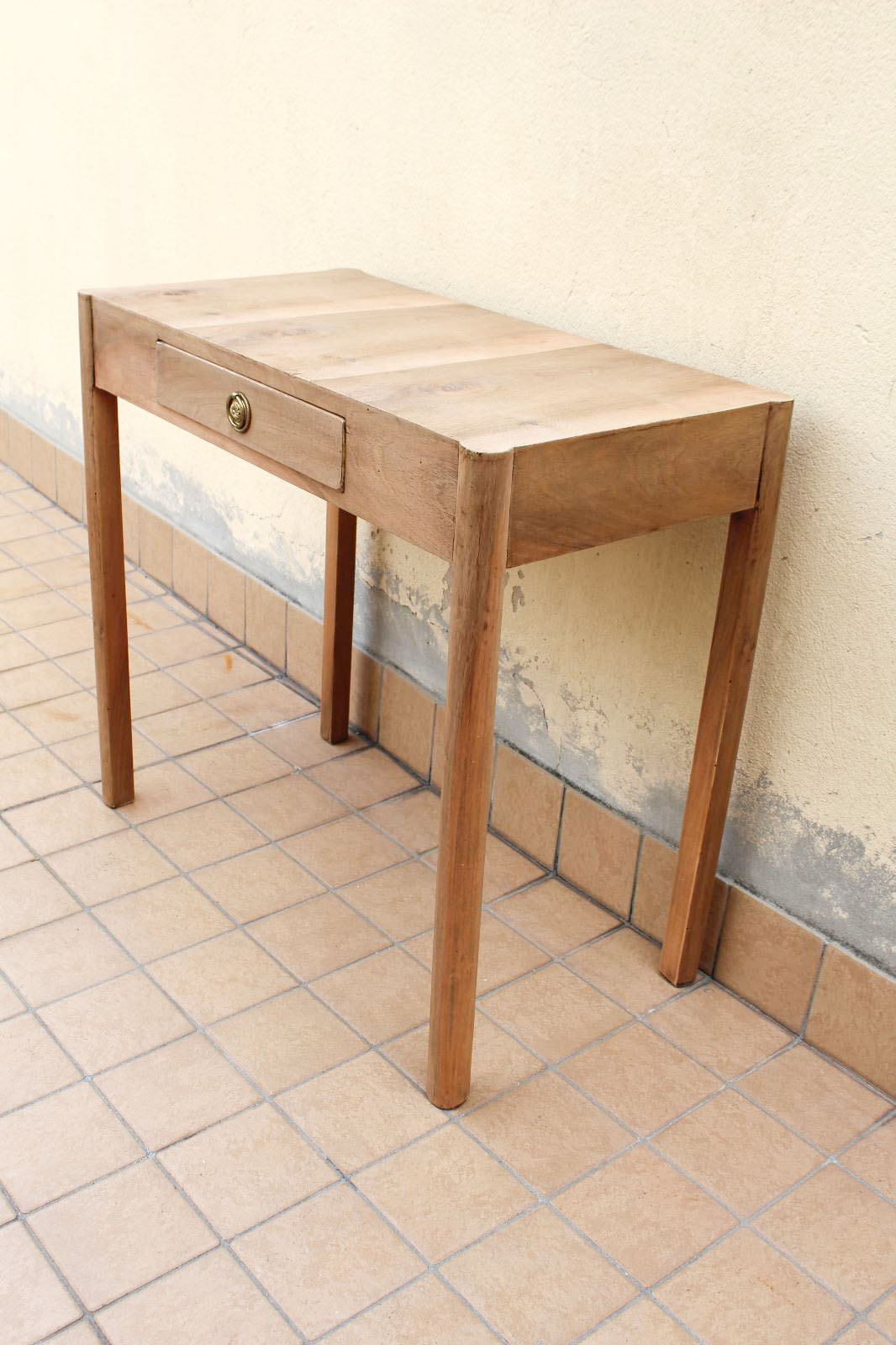 Table in beech wood slab Italy 50s