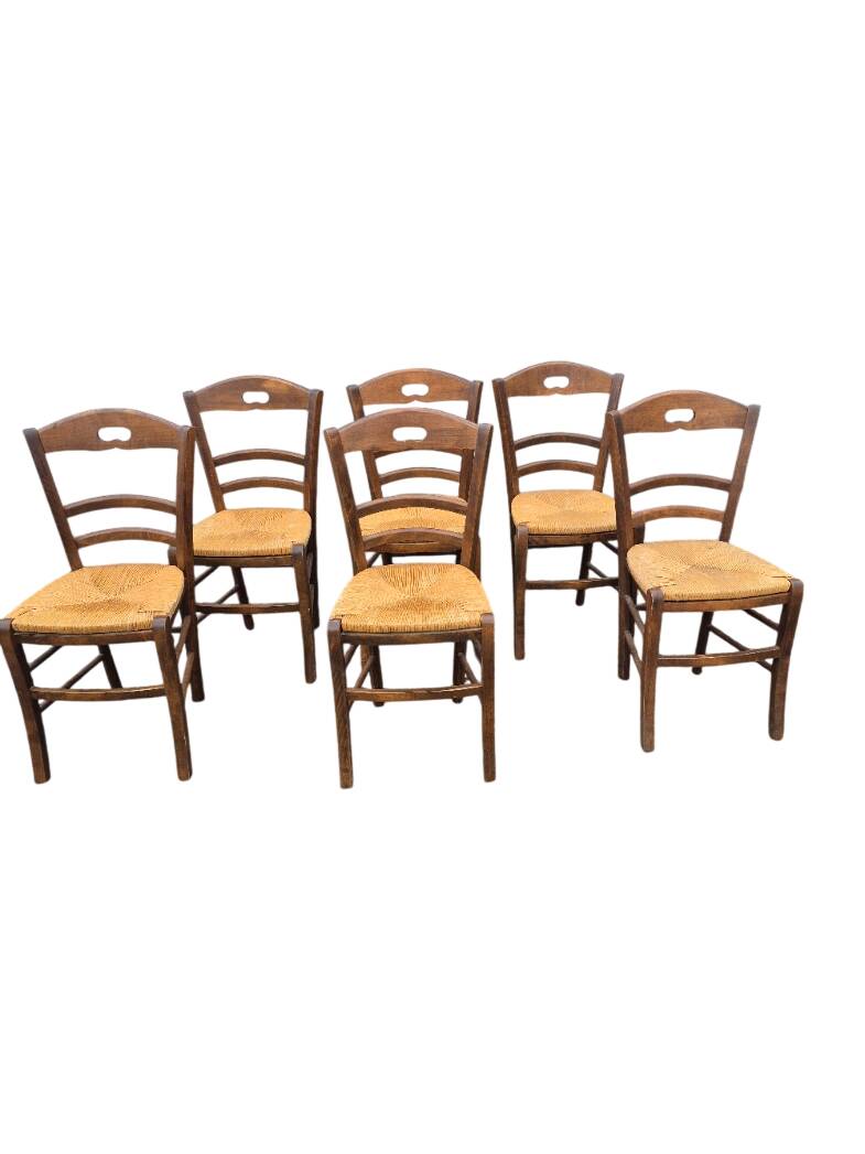 6 chaises + un fauteuil de campagne
