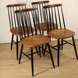 Set of 4 vintage wooden chairs, 1960.
